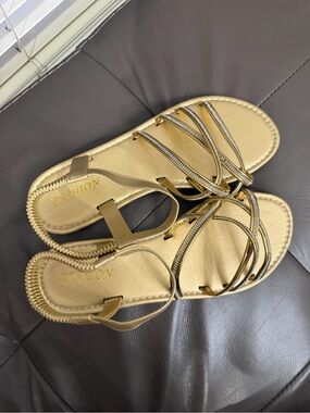 Gold Strappy Women’s Sandals -